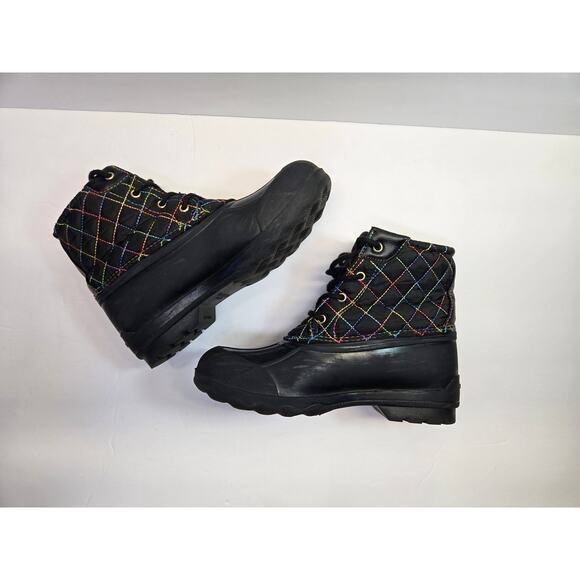 Sperry Port Rainbow Lace Up Duck Boots SCK166394 Black Girls Youth Size 4M - Picture 5 of 8